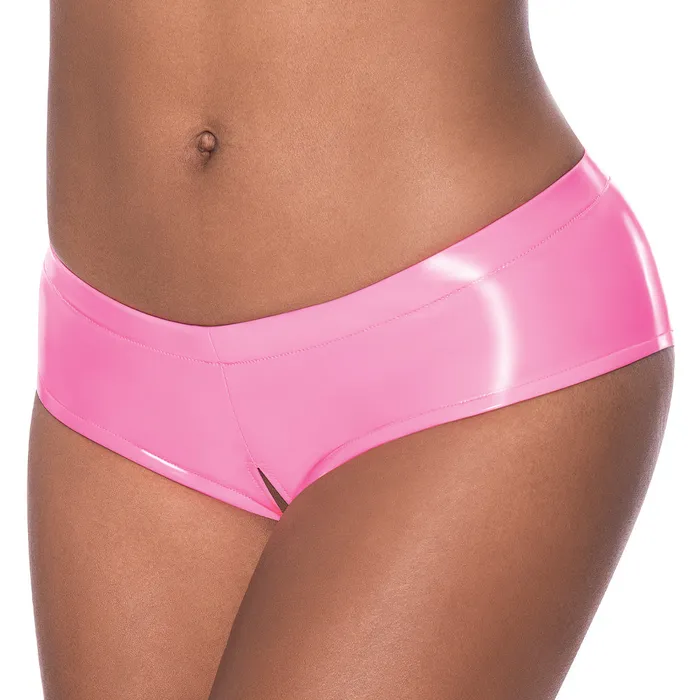 Magic Silk Vibrators Exposed Wet Look Low Rise Split Crotch Boy Short