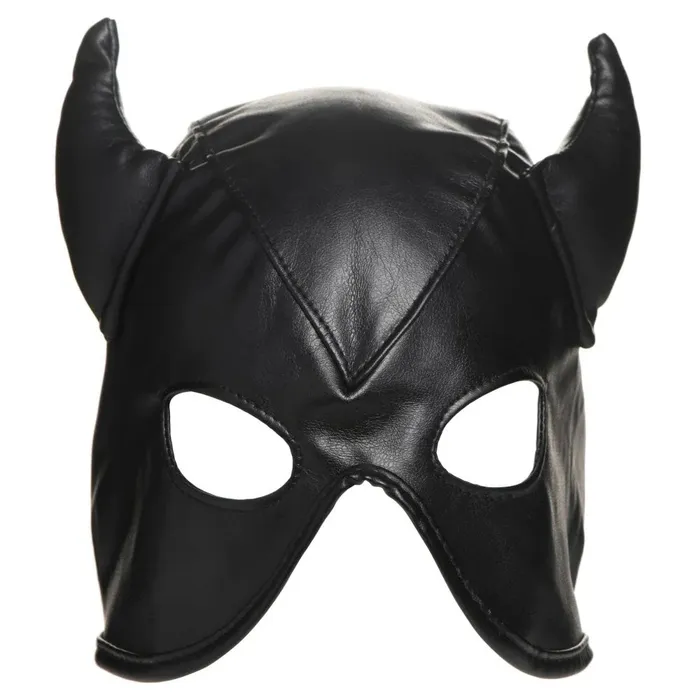 Couples XR Brands Dungeon Demon Bondage Hood With Horns Black