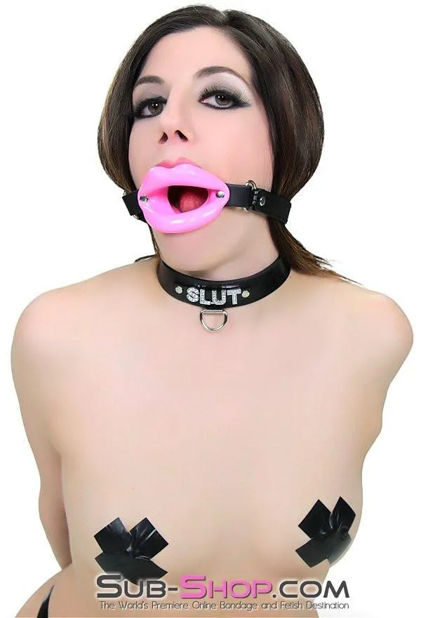 2425M Bondage Doll Pink Sex Lips Strapped Open Mouth Gag Moonwell Male Sex Toys