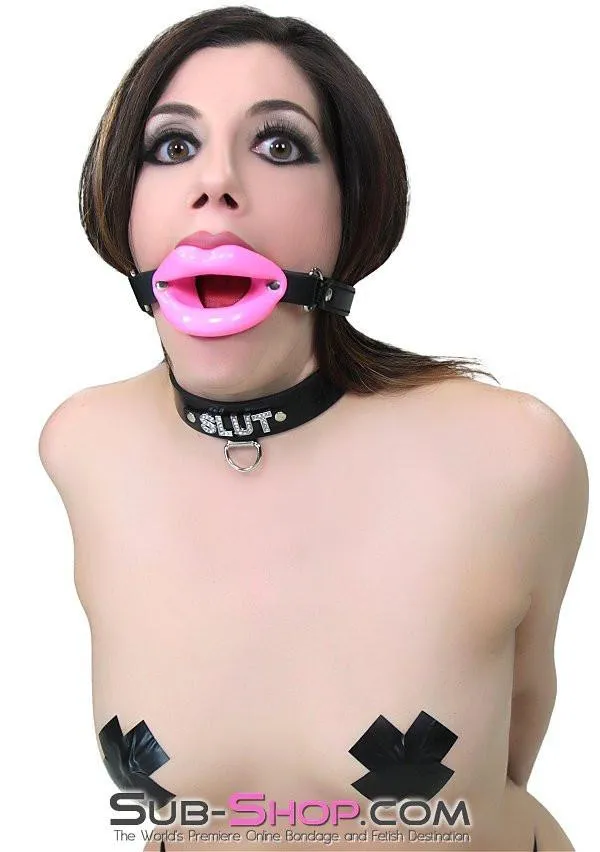2425M Bondage Doll Pink Sex Lips Strapped Open Mouth Gag Moonwell Male Sex Toys