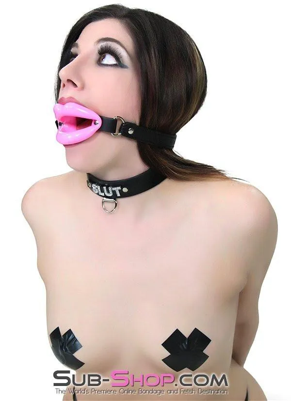 2425M Bondage Doll Pink Sex Lips Strapped Open Mouth Gag Moonwell Male Sex Toys