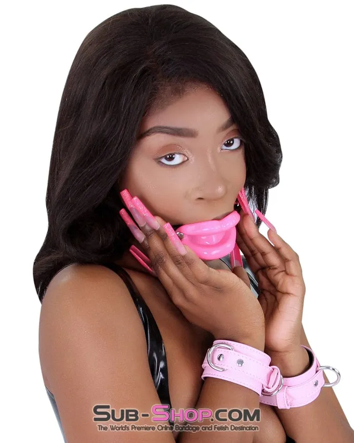 2425M Bondage Doll Pink Sex Lips Strapped Open Mouth Gag Moonwell Male Sex Toys
