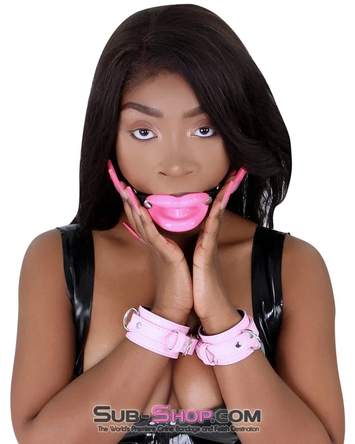 2425M Bondage Doll Pink Sex Lips Strapped Open Mouth Gag Moonwell Male Sex Toys