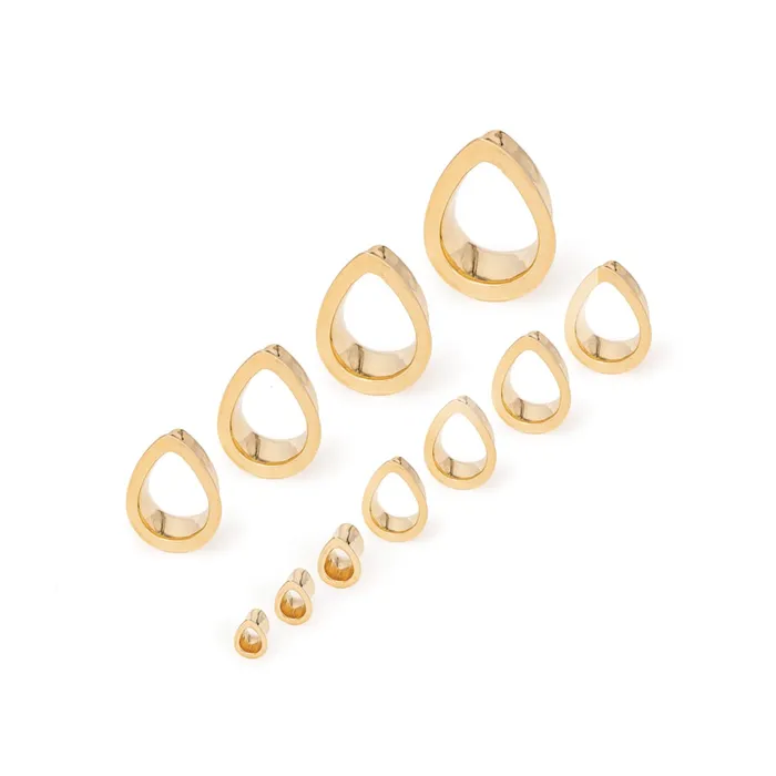 Elementals Organics Vibrators Gold PlatedMayanFlared Simple Tear DropTunnel Price Per 2