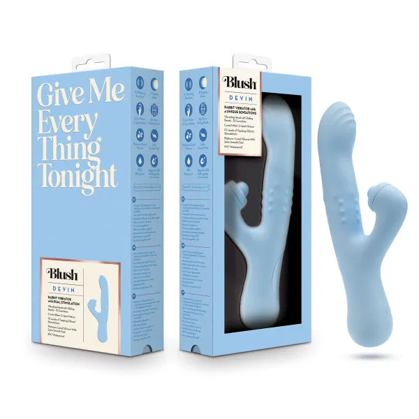 Female Sex Toys Blush Devin Clit Thumping GSpot Rabbit with Shaft Rotation