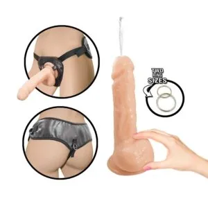 Nasstoys Dildos Natural Realskin 8 Inch Squirting Dildo with Harness Vanilla