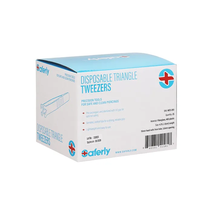 Saferly Medical Sterilized Triangle Tweezers Single or Case of 25 Saferly Anal