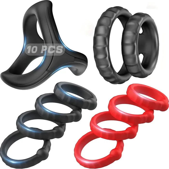 Amovibe 10 PCS Mens Rings Penis Sleeve Shaft Male Sex Toys