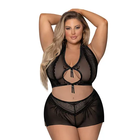Anal Fairvillacom Modern Romance Tie Front Halter Tap Pant Black 2X