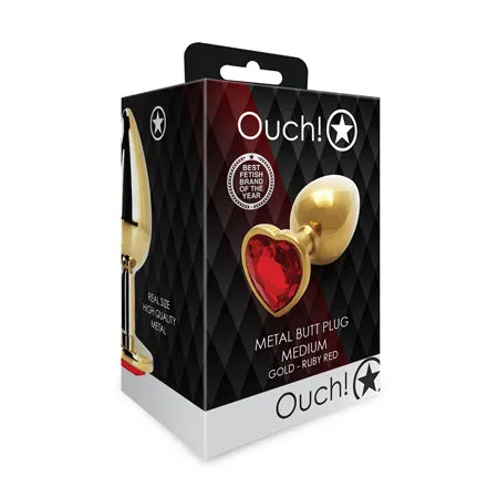 Anal Fairvillacom Shots Ouch Heart Gem Butt Plug Medium GoldRuby Red