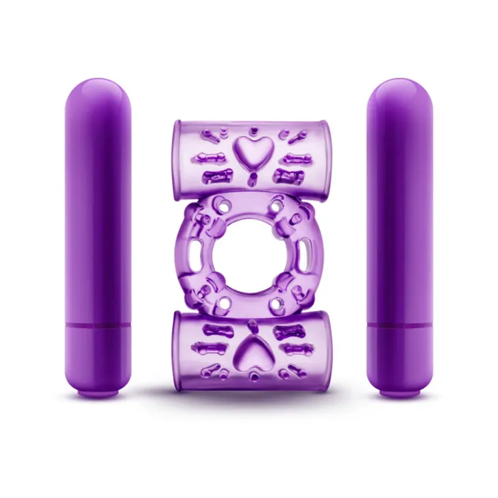 Blush Play With Me Double Play Dual Vibrating Cockring Purple Fairvillacom Vibrators