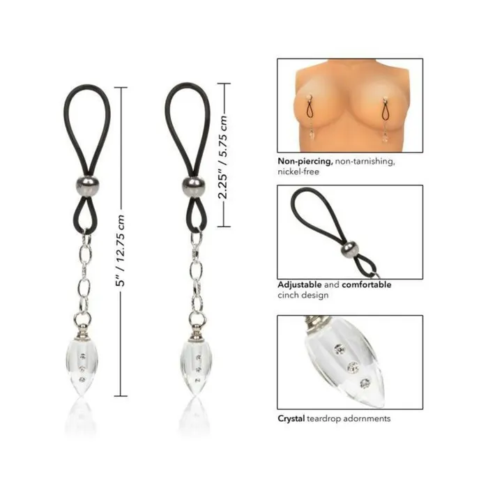 Couples Fairvillacom Nipple Play NonPiercing Jewelry Crystal Teardrop
