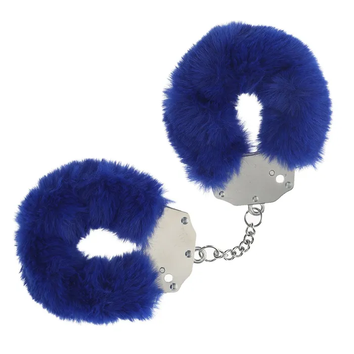 Couples OUCH HeavyDuty Fluffy Cuffs Navy ShhhWndsr