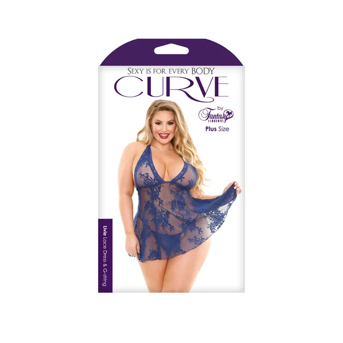 Curve Livie Lace Chemise GString Navy 3X4X Fairvillacom Vibrators