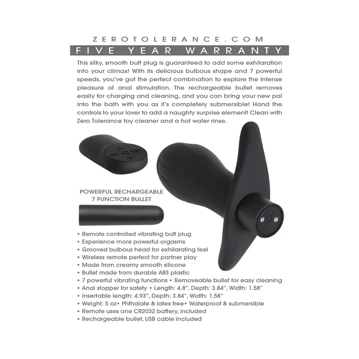 Fairvillacom Anal Booty Bounce Black Vibrating Butt Plug