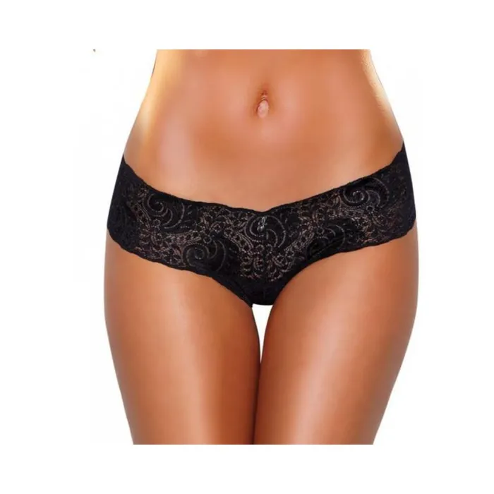 Fairvillacom Anal Hustler Vibrating Panties Lace Up Back Thong Black SM