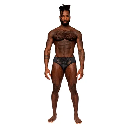 Fairvillacom Anal Male Power Sassy Lace Bikini Solid Pouch Black XL