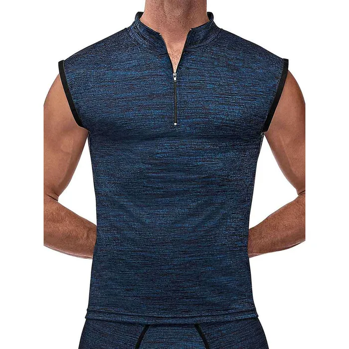 Fairvillacom Anal Peak Performance Zipper Muscle Tank Blue Medium