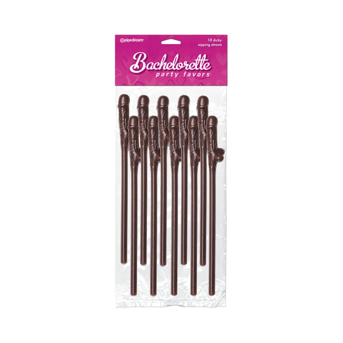 Fairvillacom Bachelorette Party Favors Pecker Straws Brown Pack of 10 Male Sex Toys