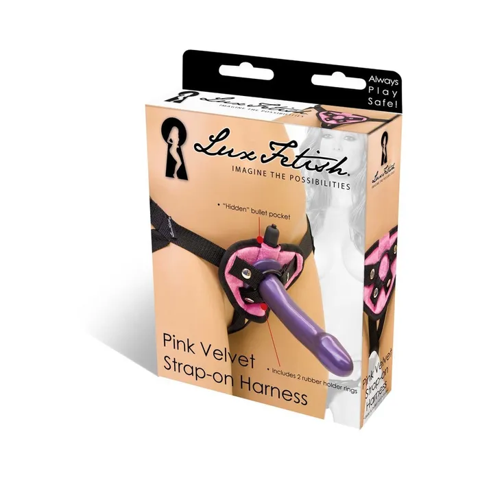 Fairvillacom Female Sex Toys Lux Fetish Velvet Strap On Harness Pink OS