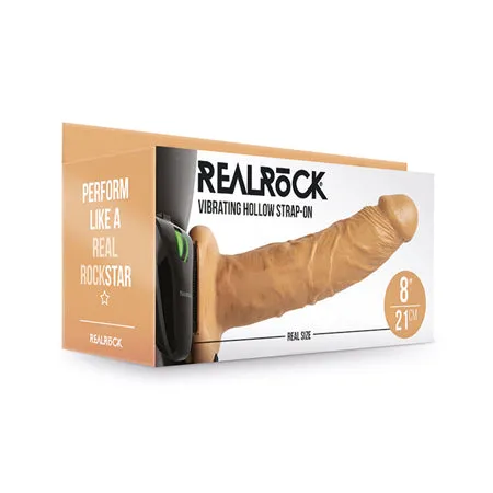 Fairvillacom Female Sex Toys Vibrating Hollow Strapon No Balls 8 Inch Tan