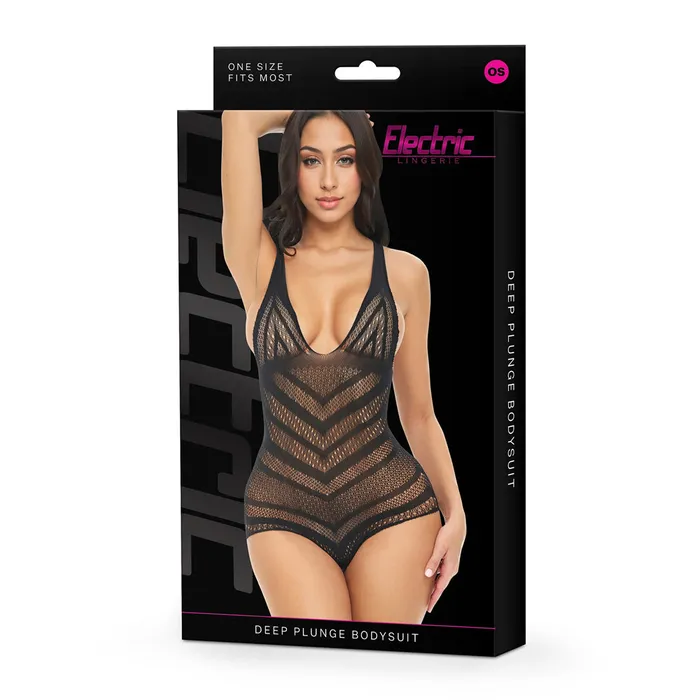 Fairvillacom Male Sex Toys Electric Lingerie Deep Plunge Bodysuit OS