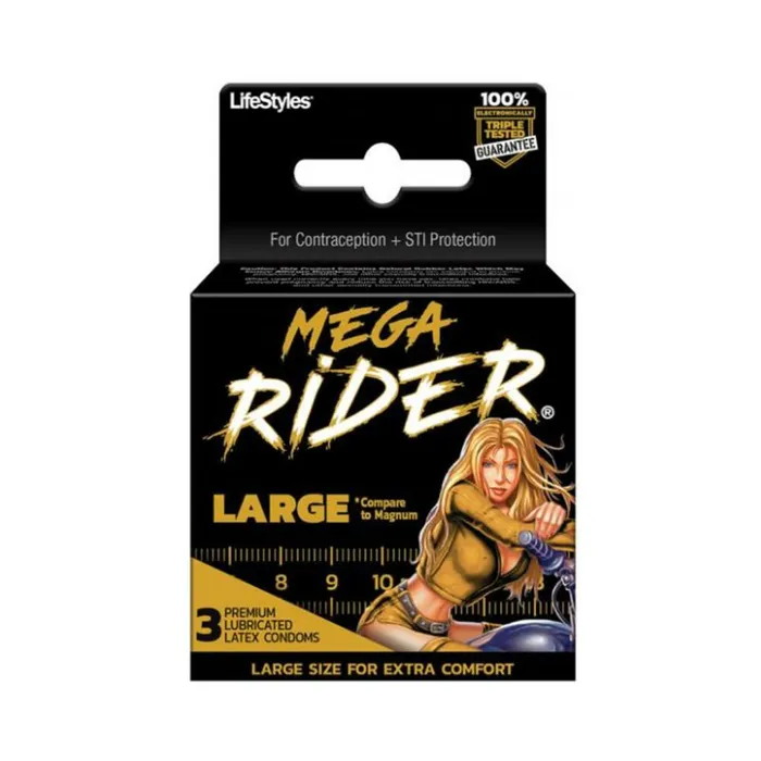 Fairvillacom Male Sex Toys Lifestyles Mega Rider Large Latex Condoms 3 Pack
