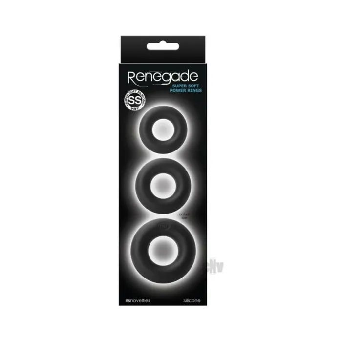 Fairvillacom Male Sex Toys Renegade Super Soft Power Rings 3pk Blk