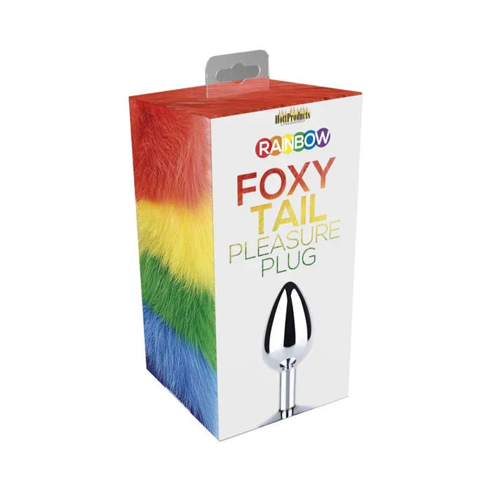 Fairvillacom Rainbow Foxy Tail Fur Tail With Stainless Steel Butt Plug Anal