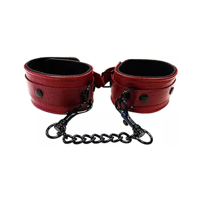 Fairvillacom Restraints Leather Wrist Cuffs Burgunday Black Accessories
