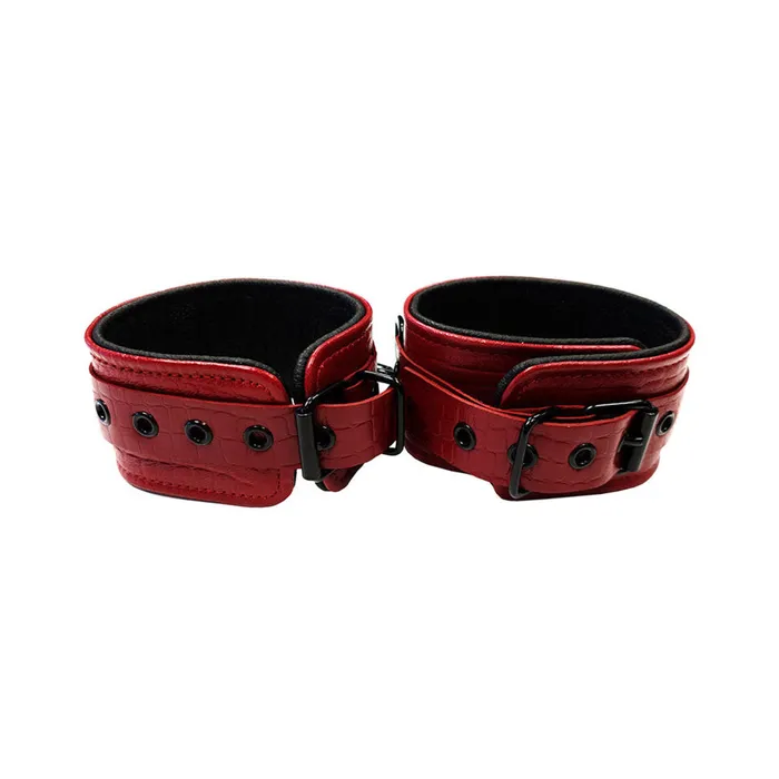 Fairvillacom Restraints Leather Wrist Cuffs Burgunday Black Accessories
