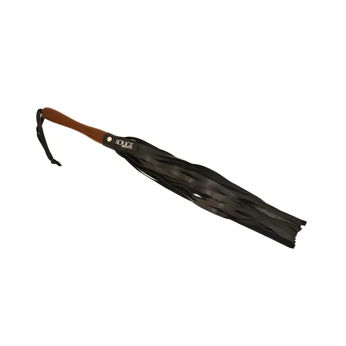 Fairvillacom Restraints Rouge Leather Wooden Handle Flogger Black