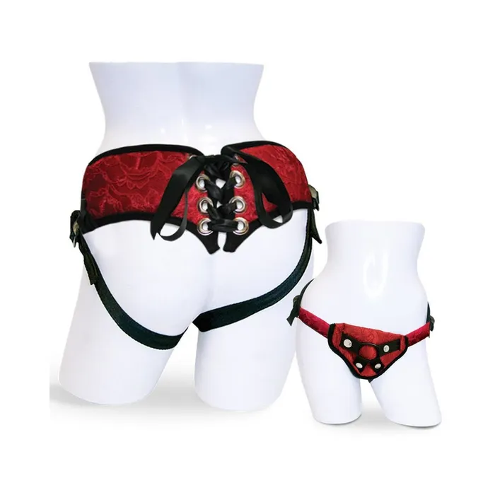 Fairvillacom Sportsheets Red Lace Corsette Strap On Female Sex Toys