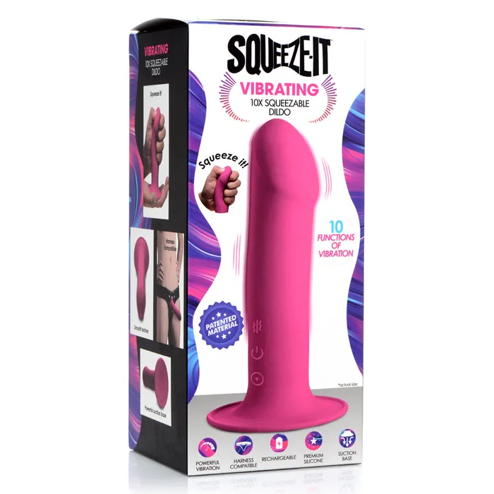 Fairvillacom SqueezeIt 10X Squeezable Vibrating Dildo Pink Dildos