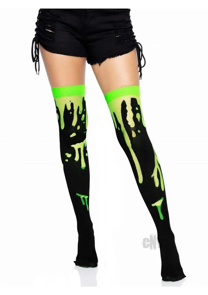 Fairvillacom Vibrators Splatter Thigh Highs Os Green