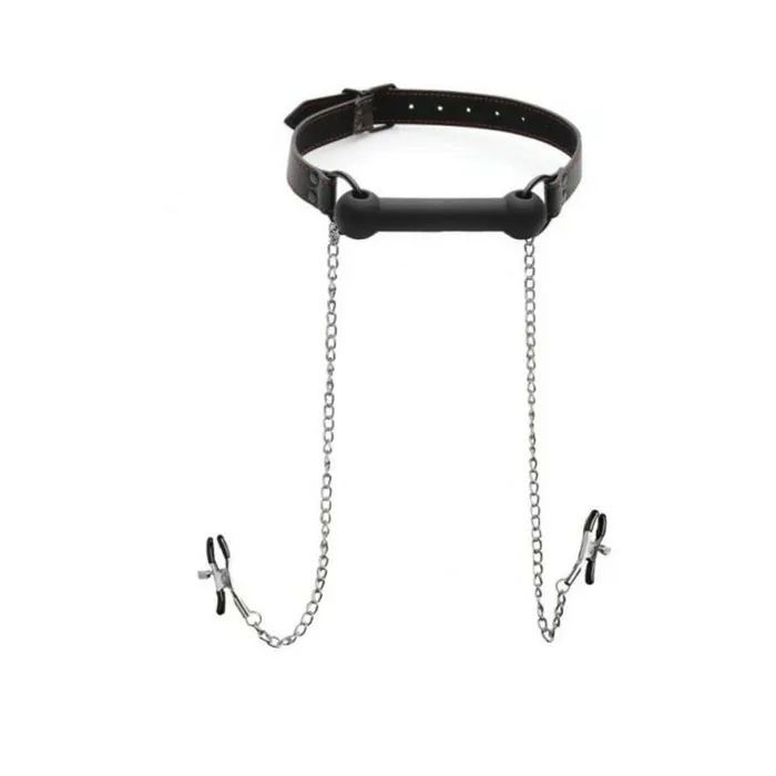 Female Sex Toys Fairvillacom Silicone Bit Gag With Nipple Clamps