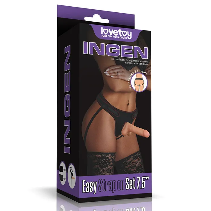 Female Sex Toys ShhhWndsr Ingen Easy 19cm Straight Dildo with balls StrapOn Set