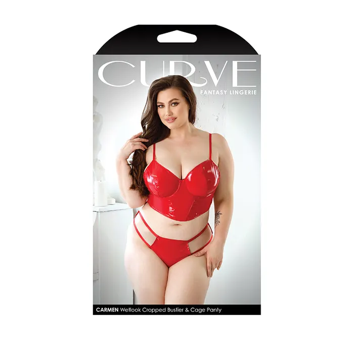 FL CurveCarmen WetBustierPanty Red 3X4X Fairvillacom Vibrators