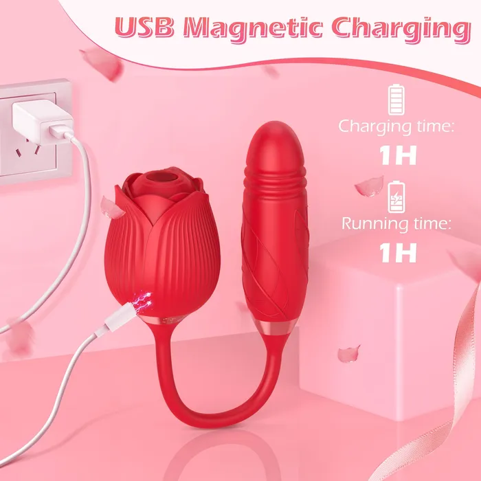 KERERO Vibrators SilqSeduce Rose Vibrator with Sucking Thrusting