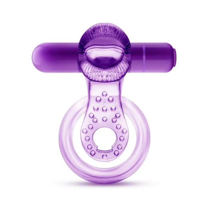 Lick It Vibrating Double Strap Cock Ring Purple Fairvillacom Male Sex Toys