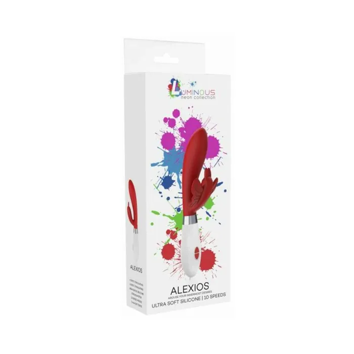 Luna Neon Alexios Ultrasoft Silicone Dual Stimulator Red Fairvillacom Female Sex Toys