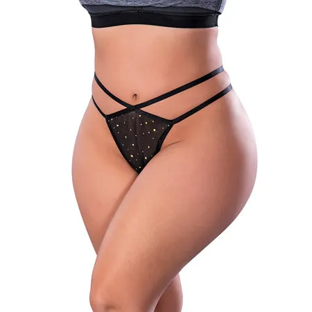 Magic Silk Magic Silk Glitz Glam Split Crotch Thong Black Queen Size Anal