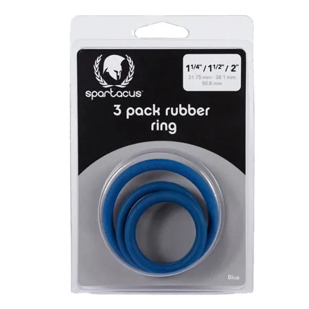 Male Sex Toys Spartacus Rubber Cock Ring Set Blue Pack of 3 Fairvillacom