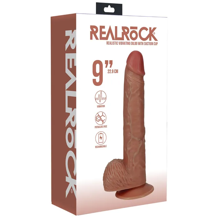 REALROCK 23cm Vibrating Cock with Balls Tan ShhhWndsr Female Sex Toys REALROCK 23cm Vibrating Cock with Balls Tan ShhhWndsr Female Sex Toys