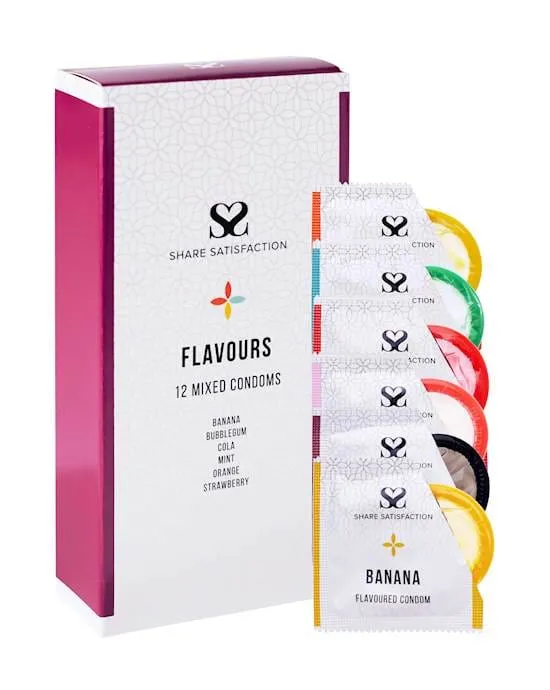 Share Satisfaction Female Sex Toys Share Satisfaction Flavoured Condoms Mixed Pack of 12 Share Satisfaction Female Sex Toys Share Satisfaction Flavoured Condoms Mixed Pack of 12