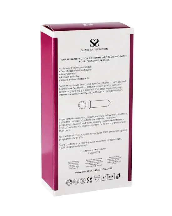 Share Satisfaction Female Sex Toys Share Satisfaction Flavoured Condoms Mixed Pack of 12