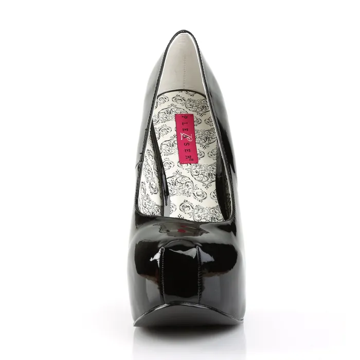 ShhhEFW Anal Teeze 06W Wide fit Pump with 5 34 inch heel Black Patent