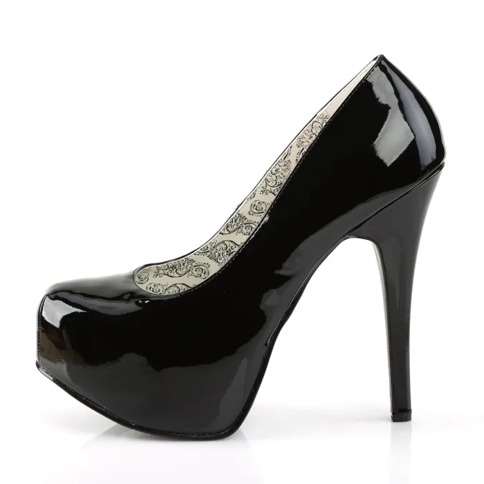 ShhhEFW Anal Teeze 06W Wide fit Pump with 5 34 inch heel Black Patent