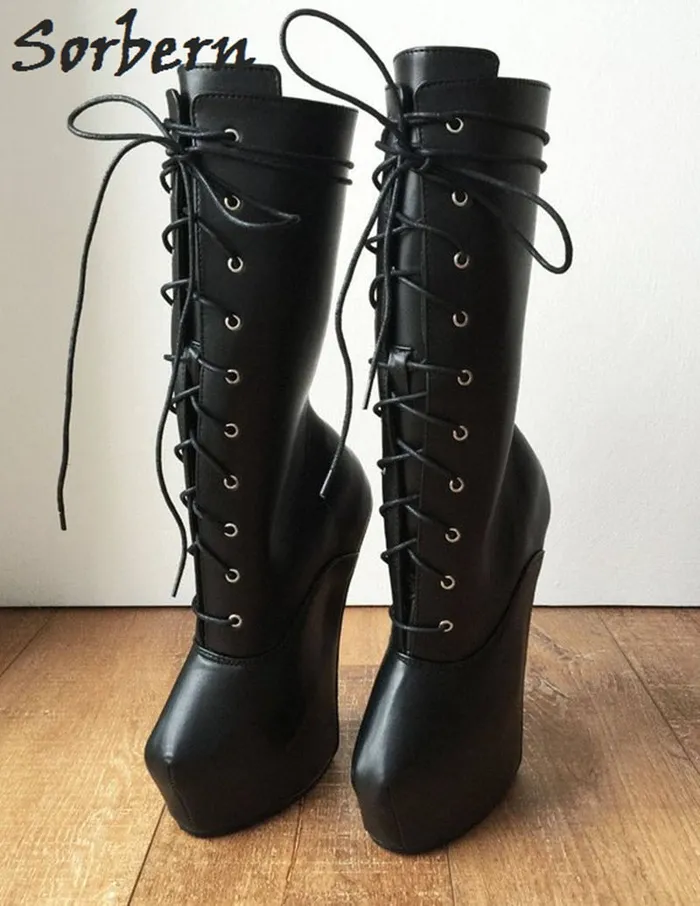 ShhhOb Anal Sorbern Hoof Heel midcalf boot Pointed toe extreme heels for Pony play BDSM