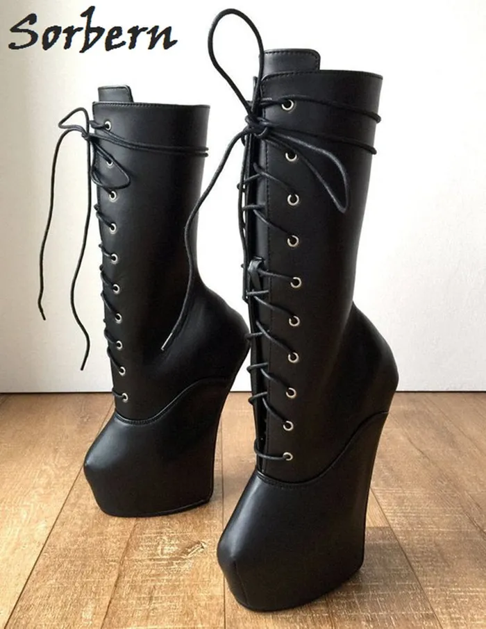 ShhhOb Anal Sorbern Hoof Heel midcalf boot Pointed toe extreme heels for Pony play BDSM